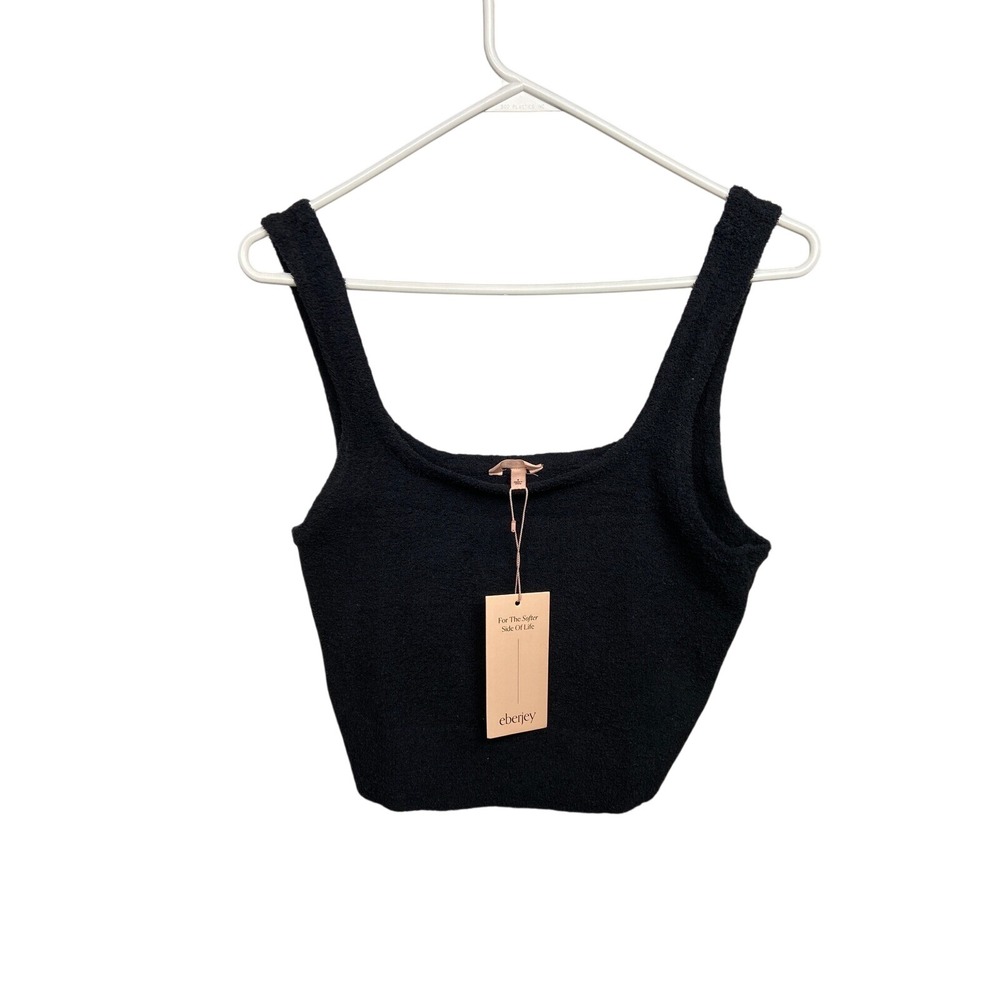 Eberjey Recycled Boucle Sweater Tank Top Sleeveless Black Cozy Size S NWT